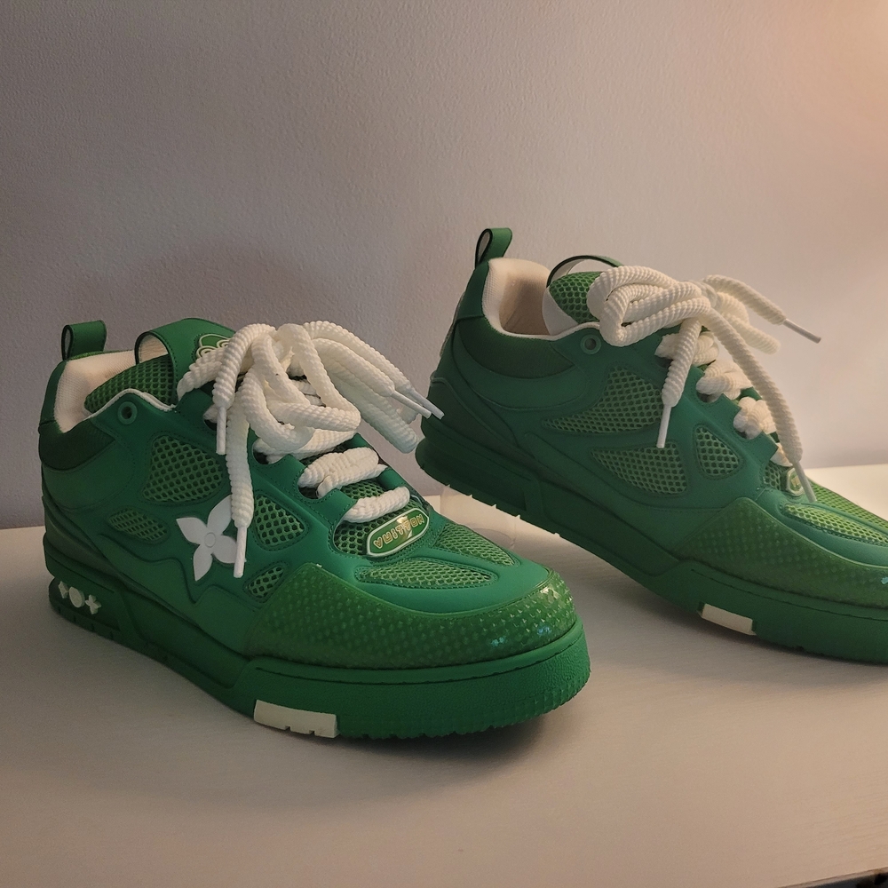 Louis Vuitton Emerald Green and White Skate Sneakers Receipt but No Box